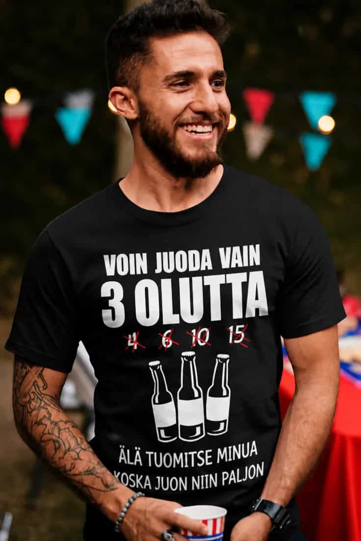 Hauska t-paita 3 olutta – VOIN JUODA VAIN