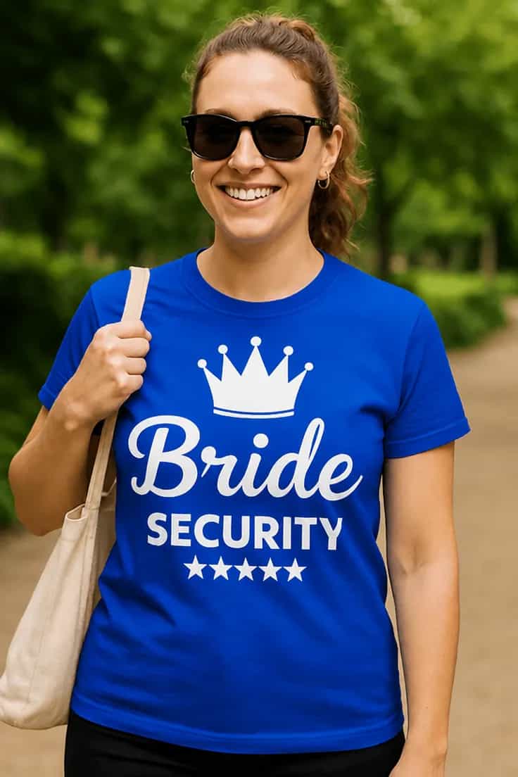 Hauska t-paita Morsiamen vartija – Bride SECURITY