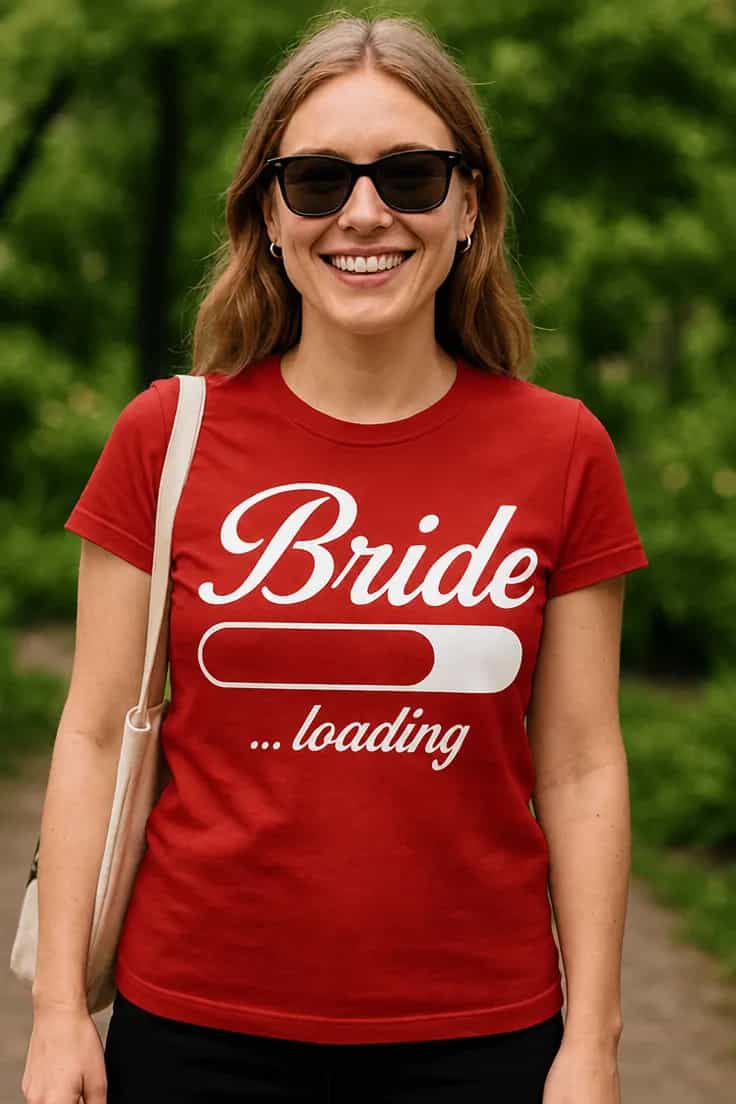 Hauska t-paita Morsian latautuu – Bride ...loading