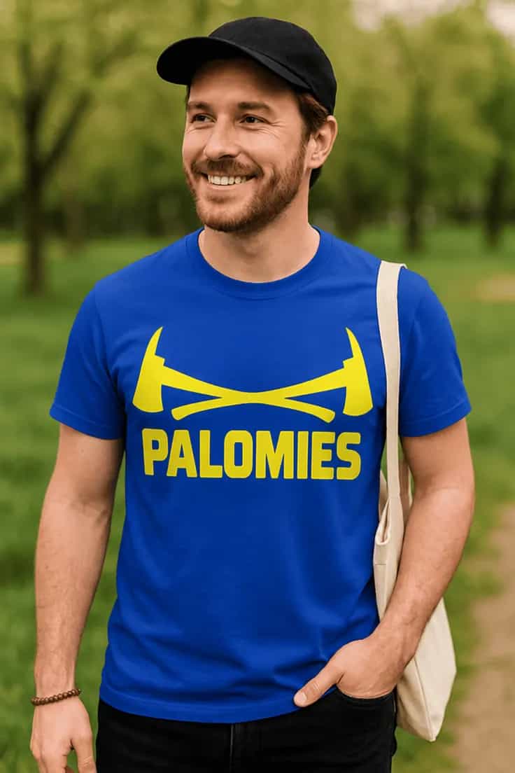 Hauska t-paita Palomies kirveillä – PALOMIES