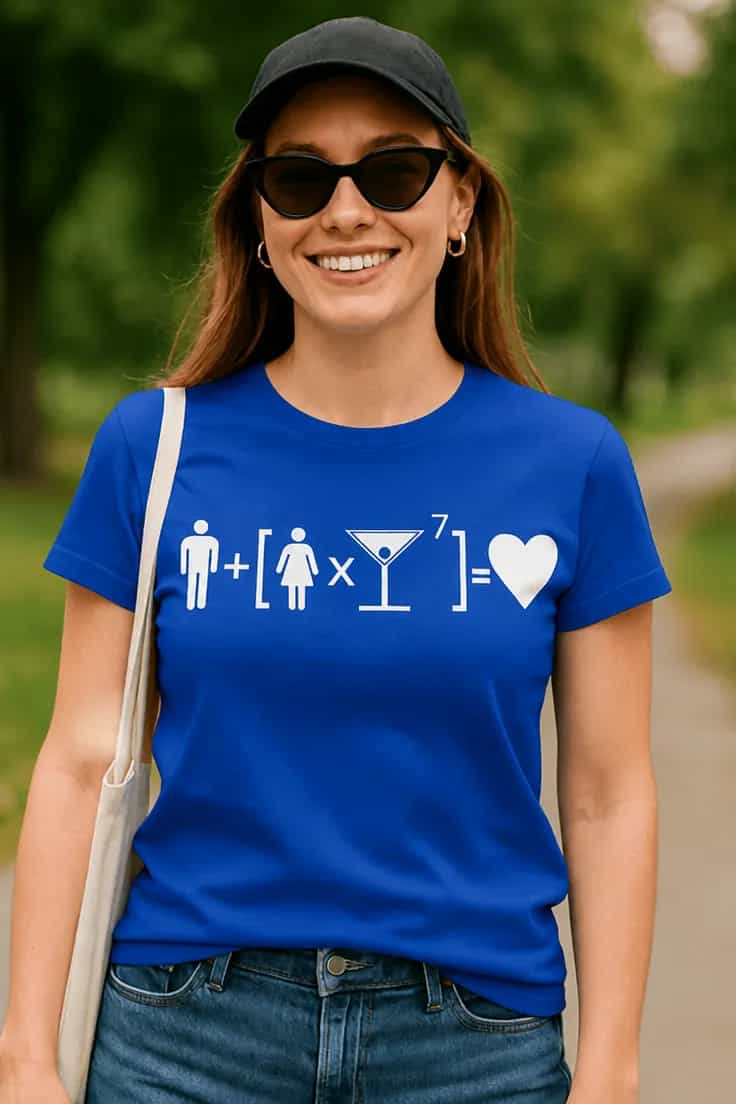Hauska t-paita Rakkauden kaava + [Y]♥