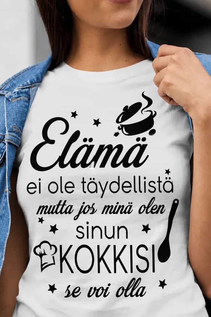 Hauska t-paita Täydellinen kokki – Musta huumori