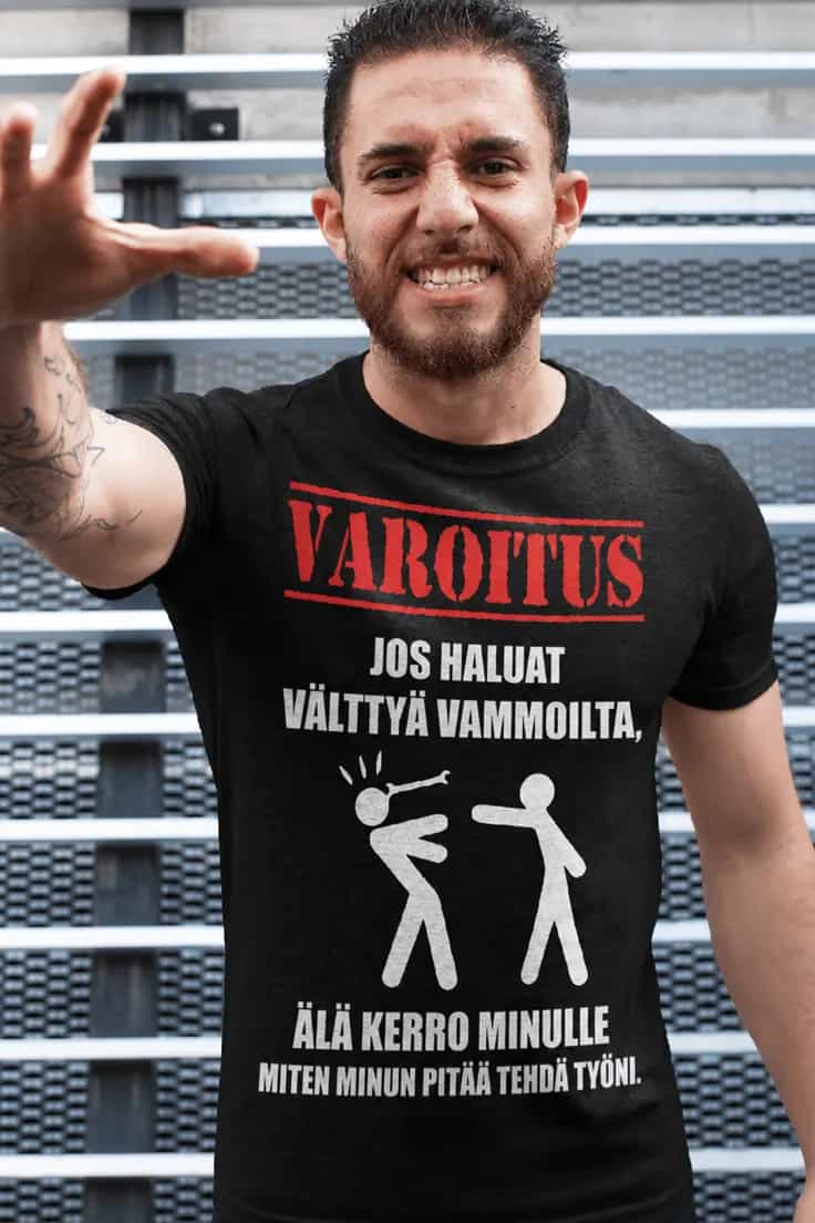 Hauska t-paita Varoitus työohjeista | VAROITUS