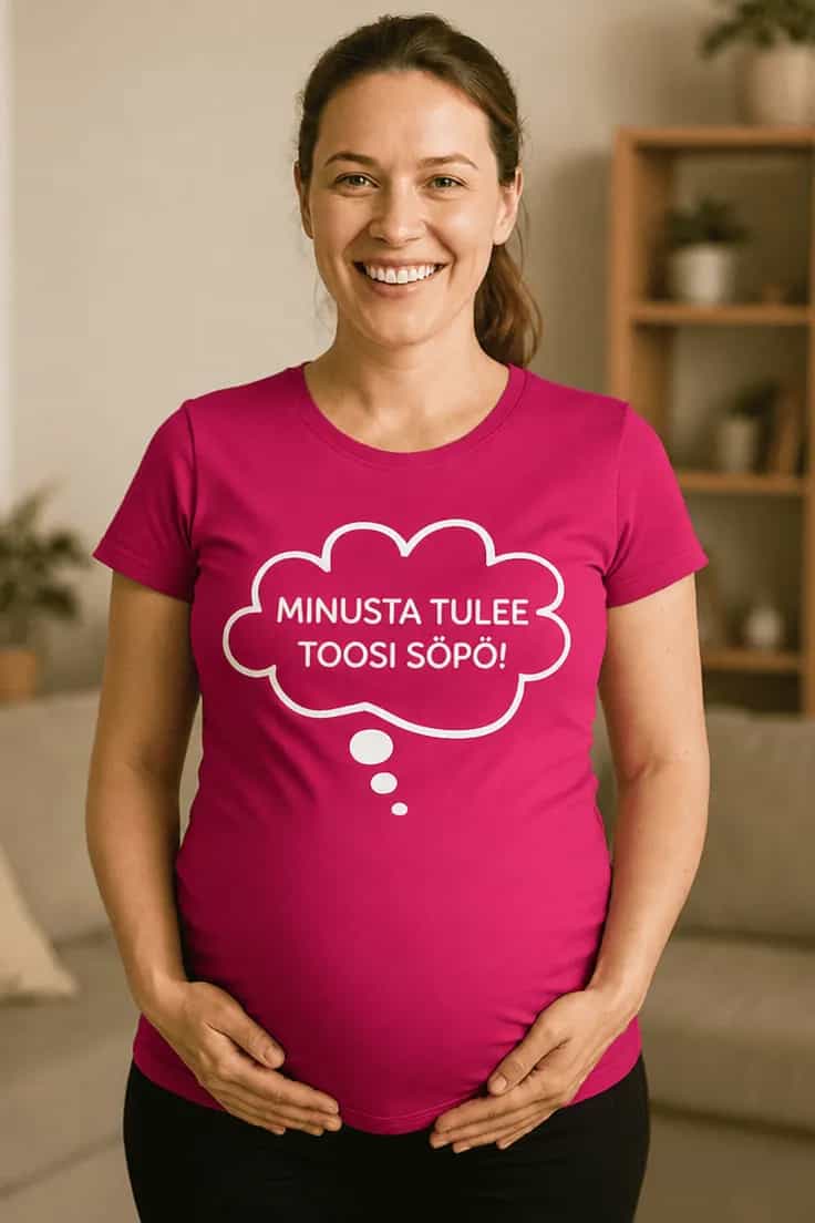 Äitiys t-paita MINUSTA TULEE TOOSI SÖPÖ!