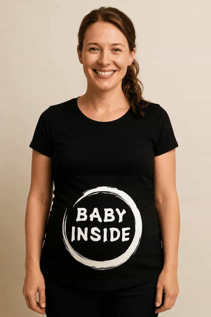 Äitiys t-paita Vauva sisällä ympyrä BABY INSIDE