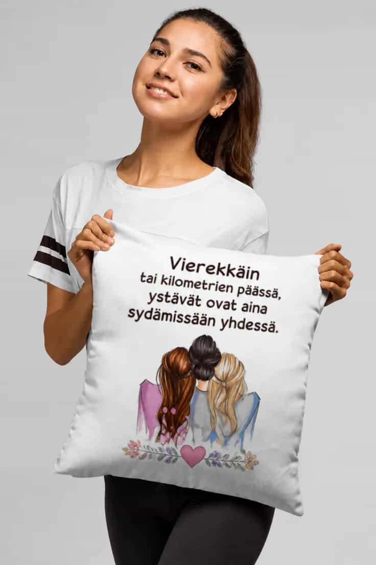 Koristetyyny ystävälle – Vierekkäin tai kilometrien