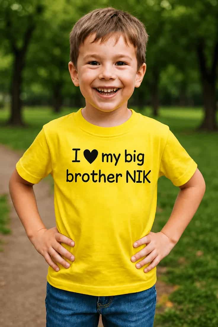 Lasten t-paita Isoveli nimellä – I my big brother NIK