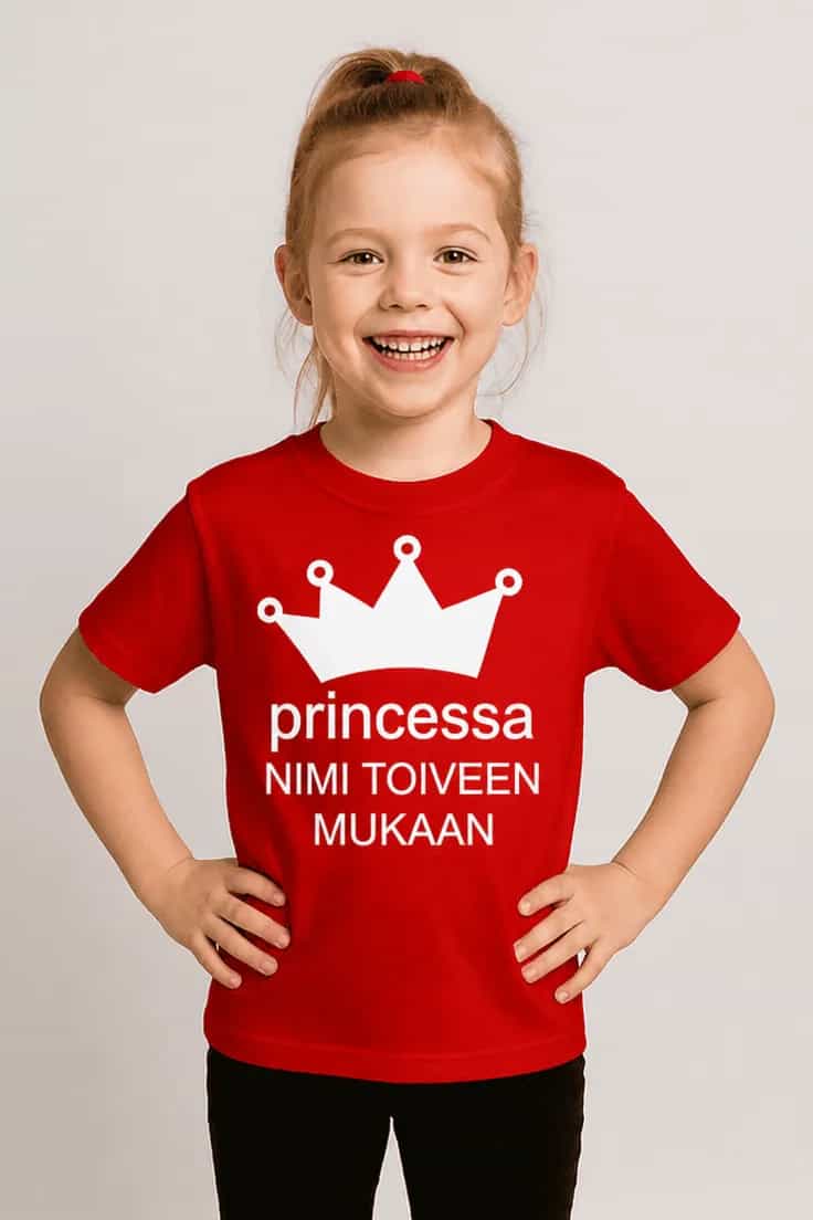 Lasten t-paita Prinsessa nimellä – prinsessa