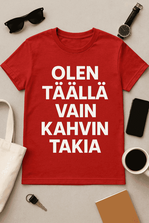 Olen täällä vain kahvin takia - T-paita
