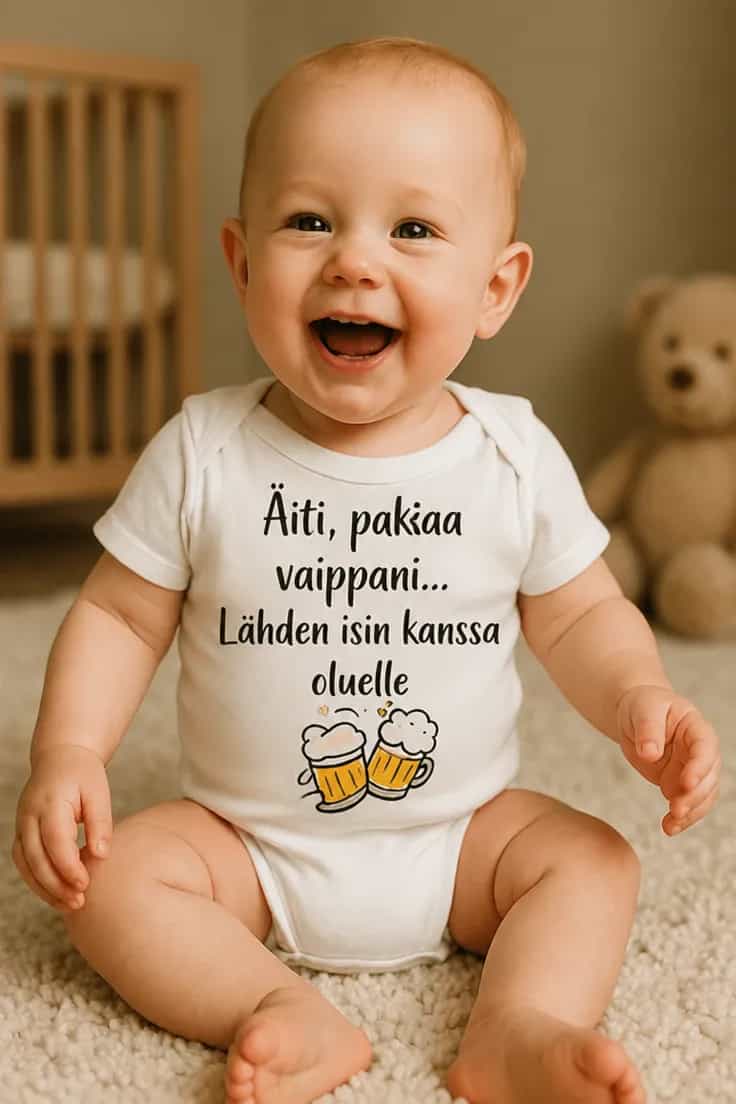 Vauvan body Isin kanssa oluelle – Äiti, pakkaa