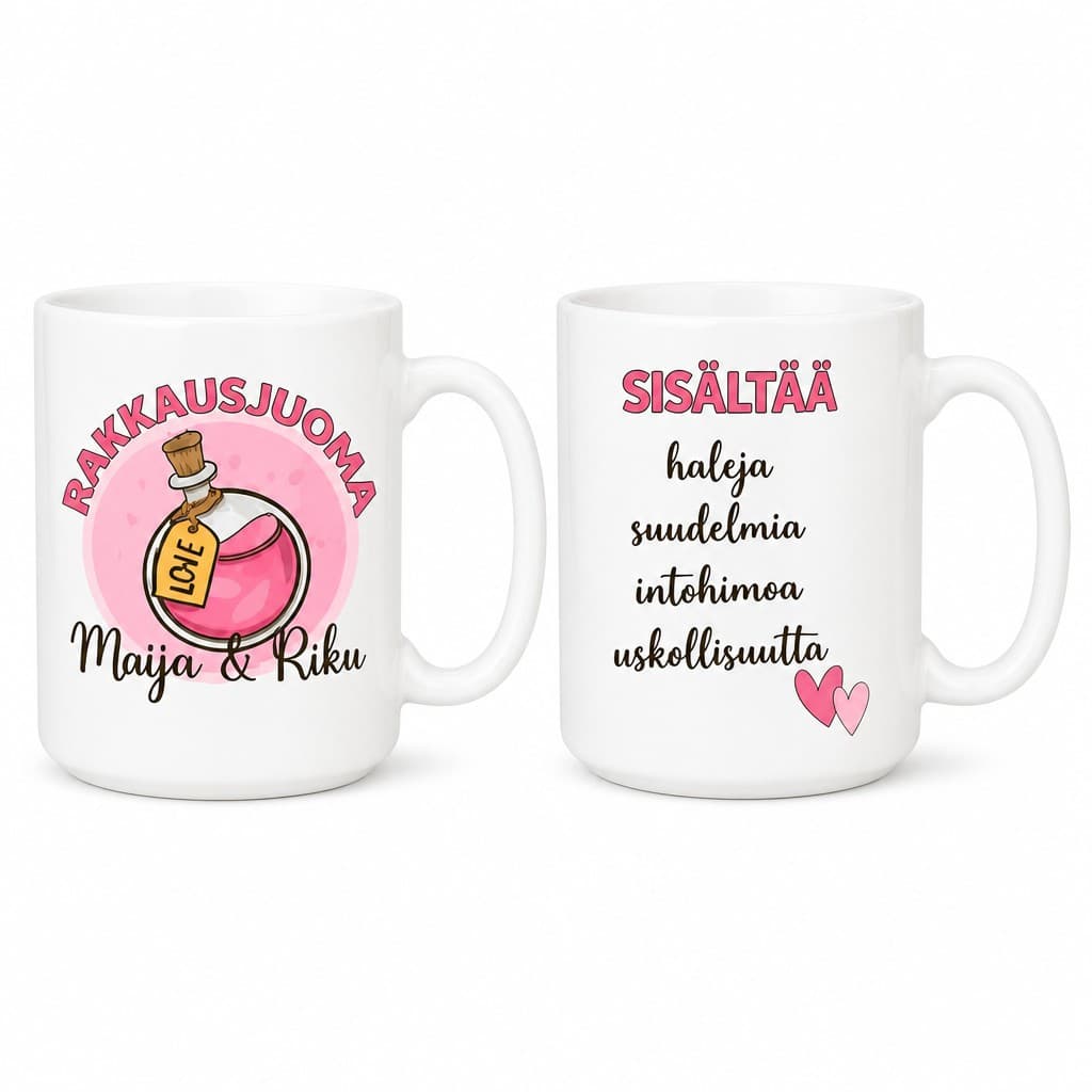 Hauska muki Rakkausjuoma omalla nimellä