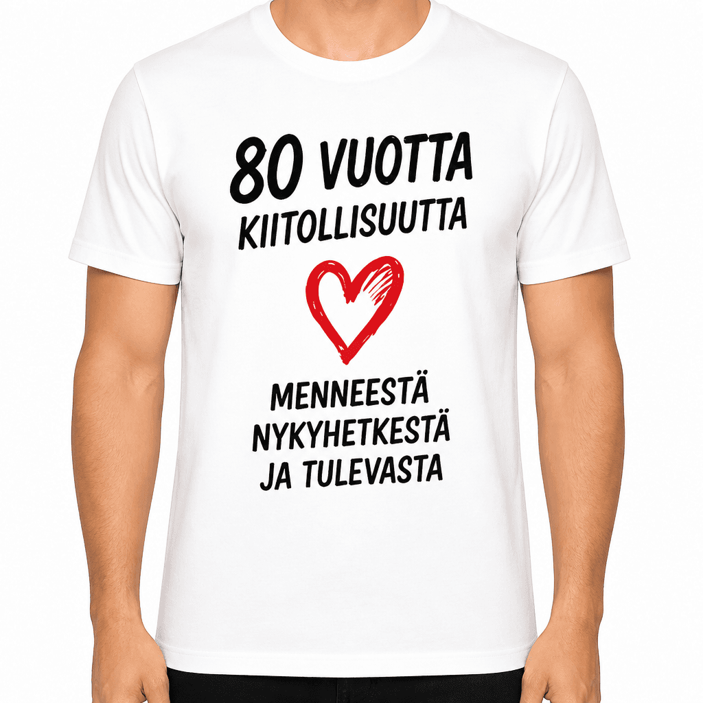T-paita 80-vuotiaalle – 80 vuotta kiitollisuutta menneestä nykyhetkestä ja tulevasta