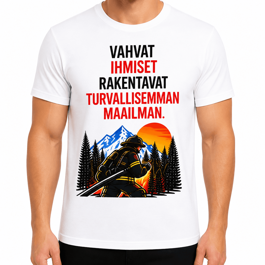 Palomies T-paita – Vahvat ihmiset rakentavat turvallisemman maailman.