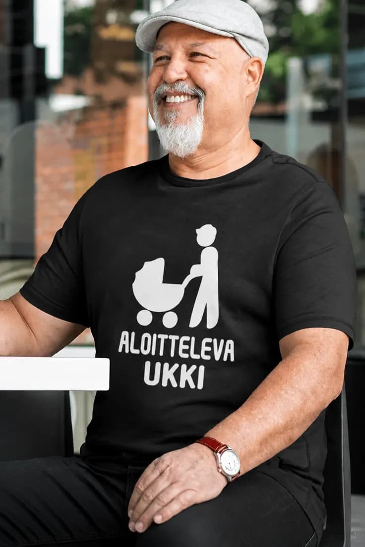 Hauska t-paita Aloitteleva ukki – ALOITTELEVA UKKI
