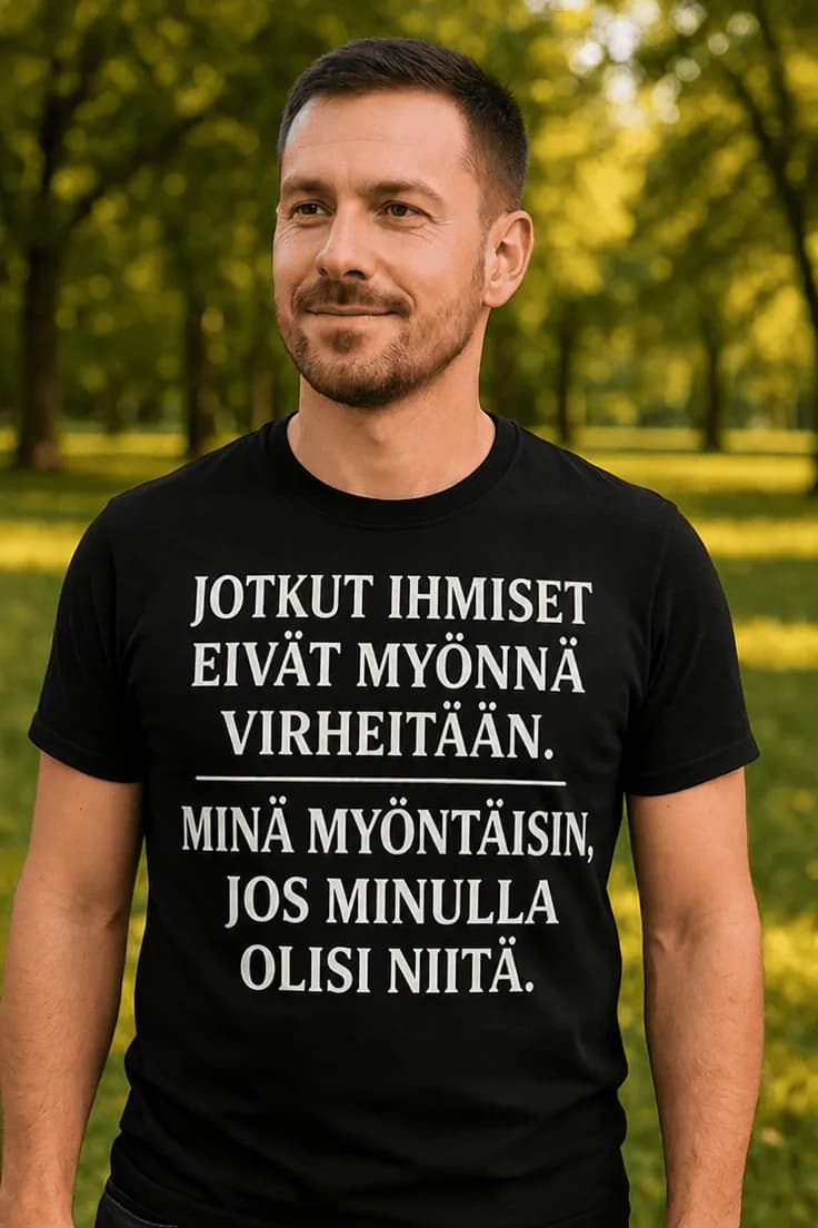 Hauska t-paita En myönnä virheitä