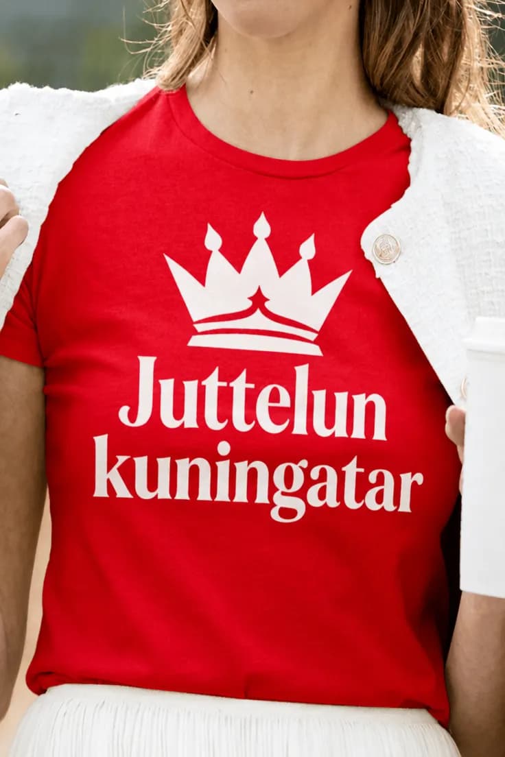 Hauska t-paita Juttelun kuningatar