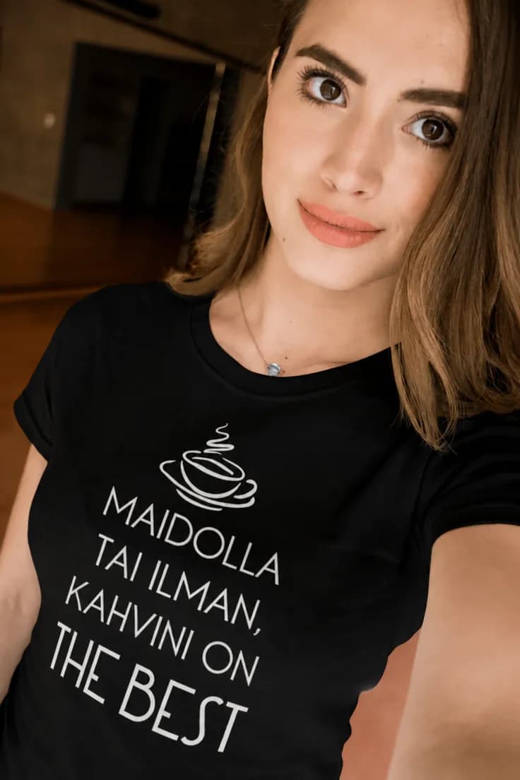 Hauska t-paita Kahvini on paras | MAIDOLLA TAI