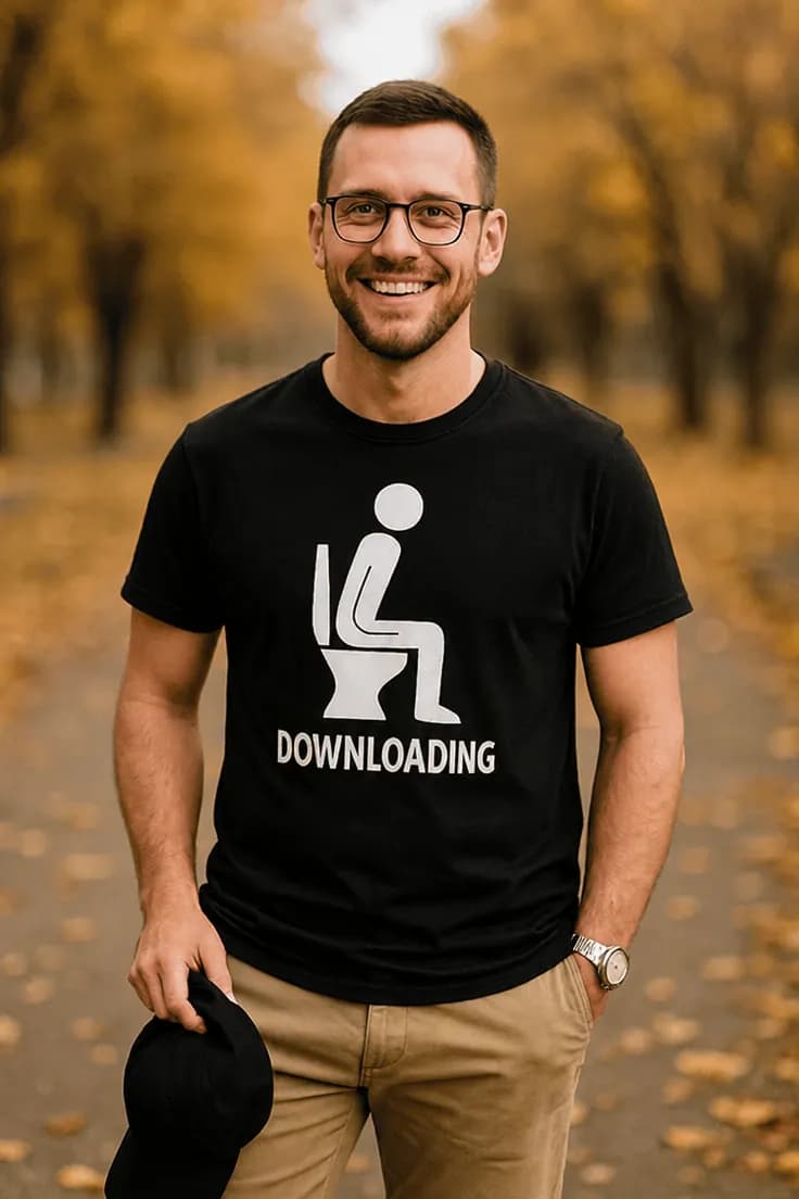 Hauska t-paita Ladataan – DOWNLOADING