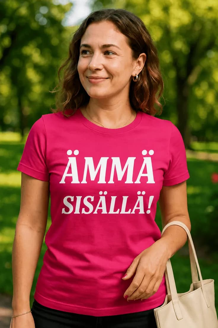 Hauska t-paita Ämmä sisällä – ÄMMÄ SISÄLLÄ!
