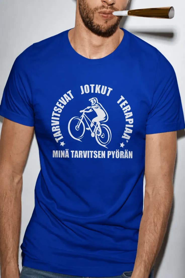 Hauska t-paita Pyöräterapia – JOTKUT TARVITSEVAT