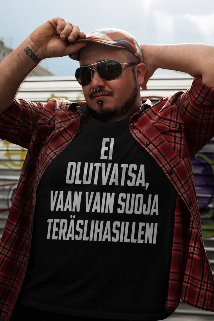 Hauska t-paita Teräslihakset – EI OLUTVATSA