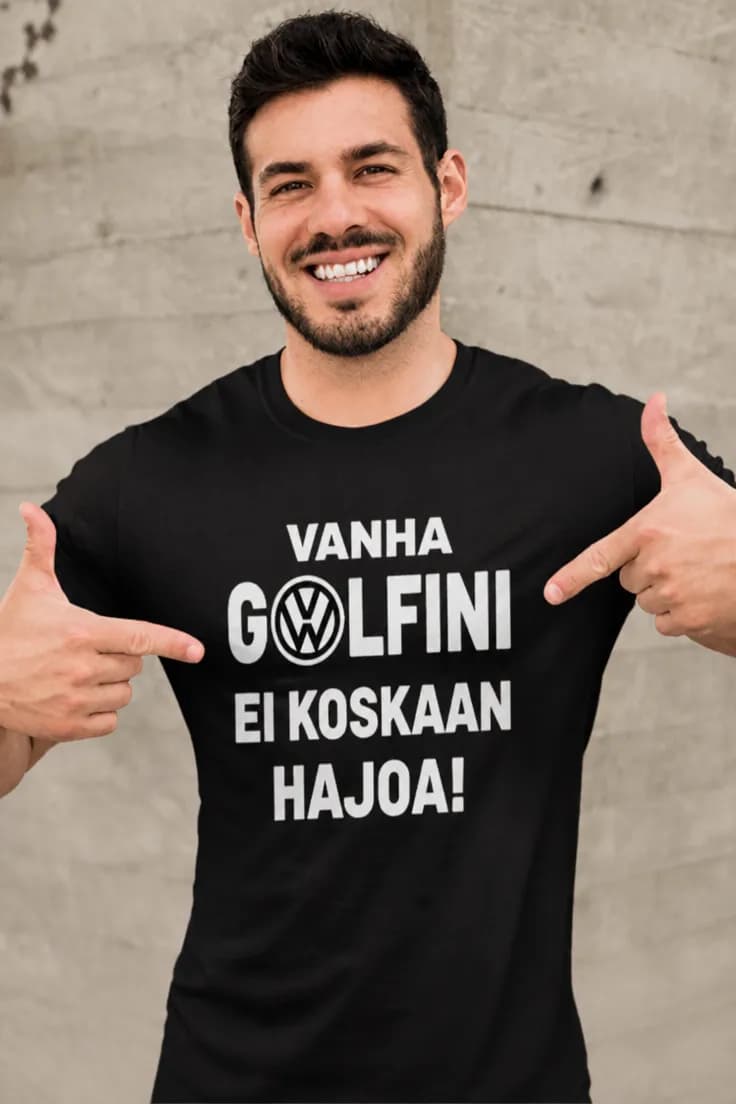 Hauska t-paita Vanha Golf ei hajoa – VANHA GOLFINI