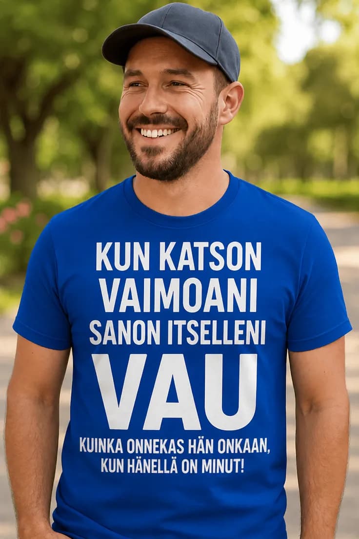Hauska t-paita Vau vaimo – KUN KATSON VAIMOANI