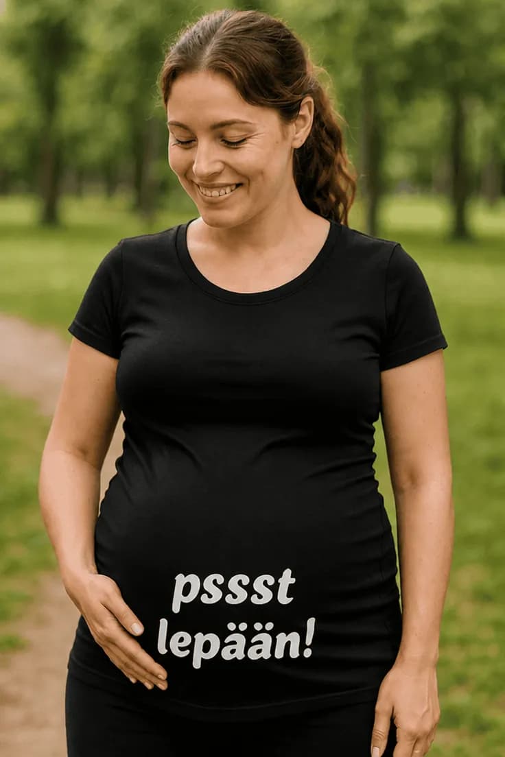 Äitiys t-paita Pssst lepään
