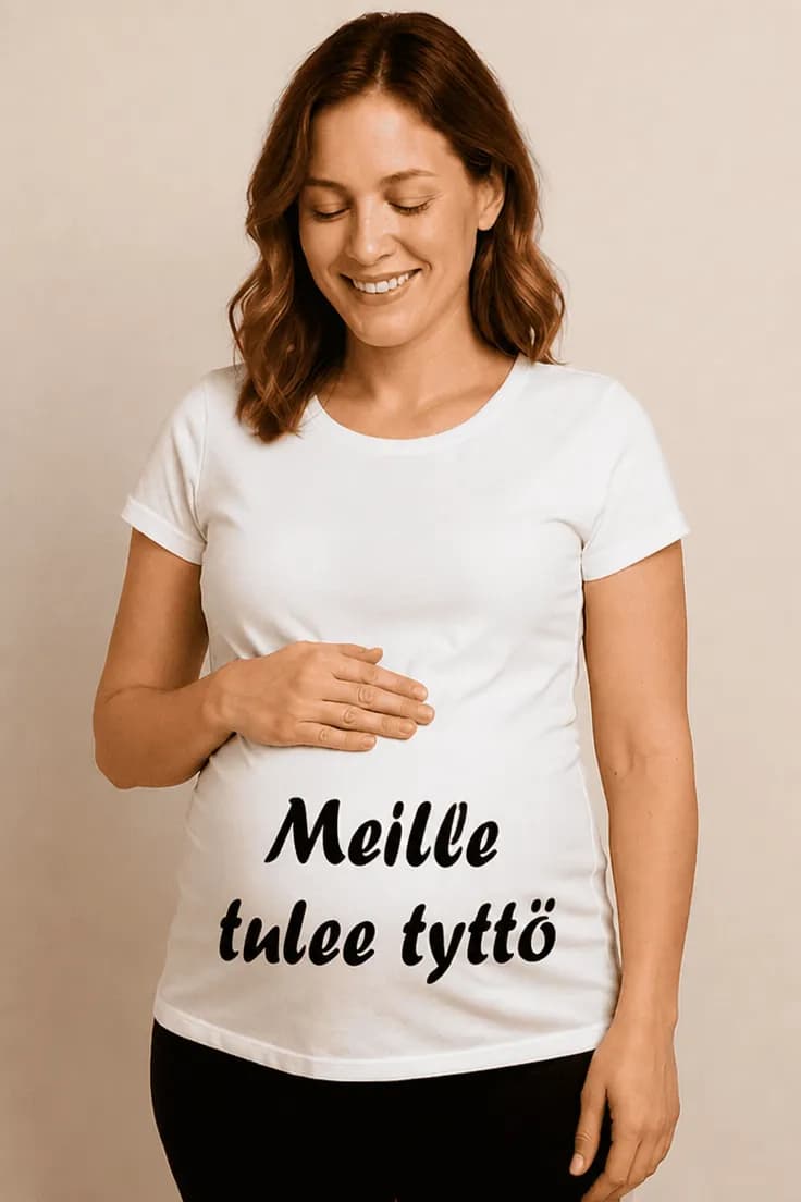 Äitiys t-paita Saamme tytön