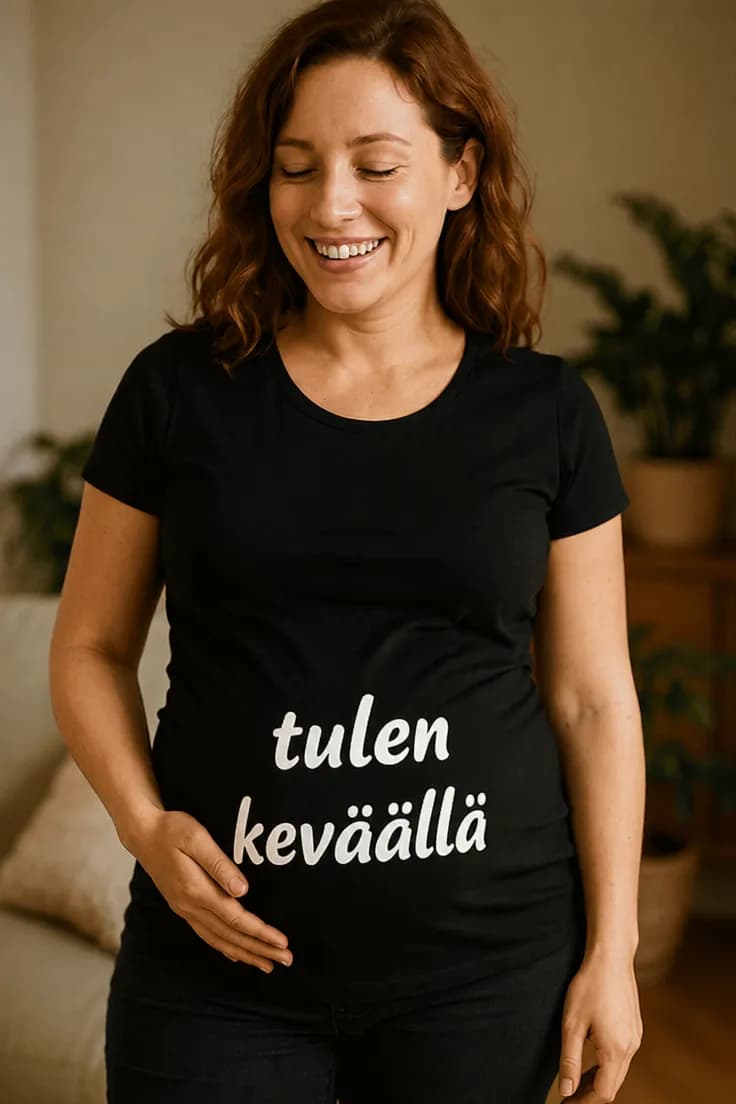 Äitiys t-paita Tulen keväällä – tulen keväällä