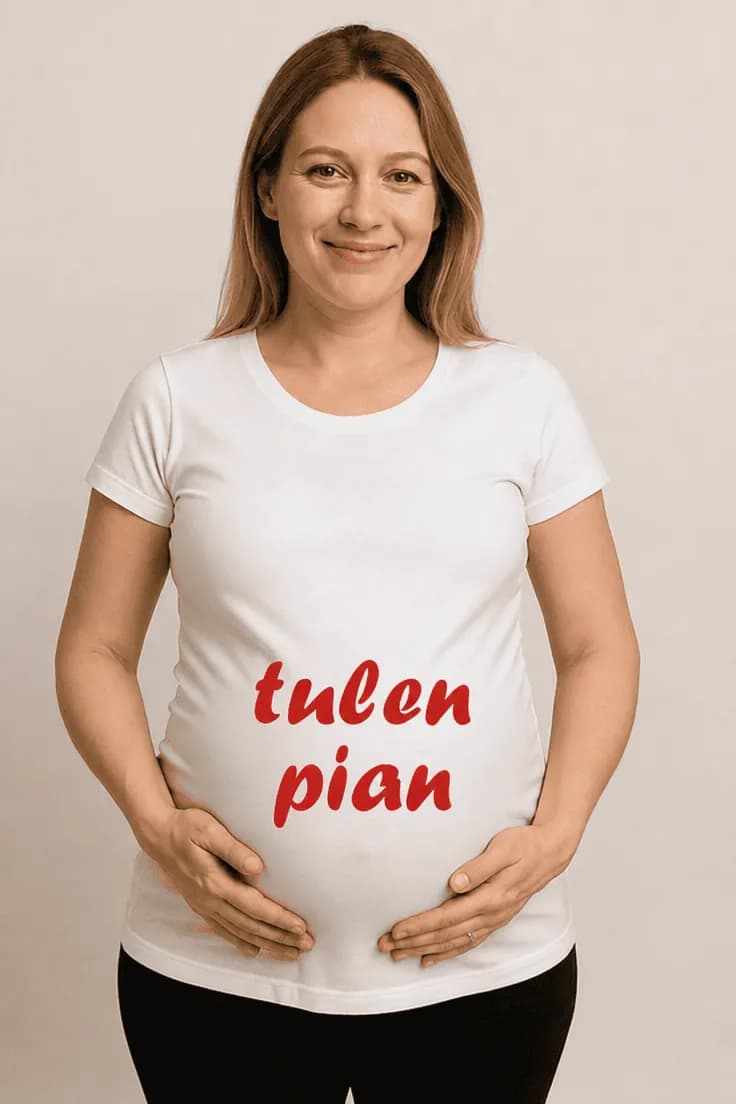 Äitiys t-paita Tulen pian