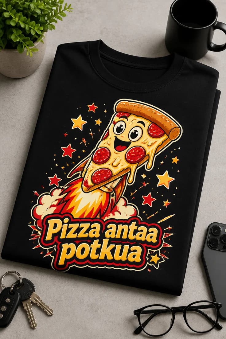 Pizza-t-paita – Pizza antaa potkua