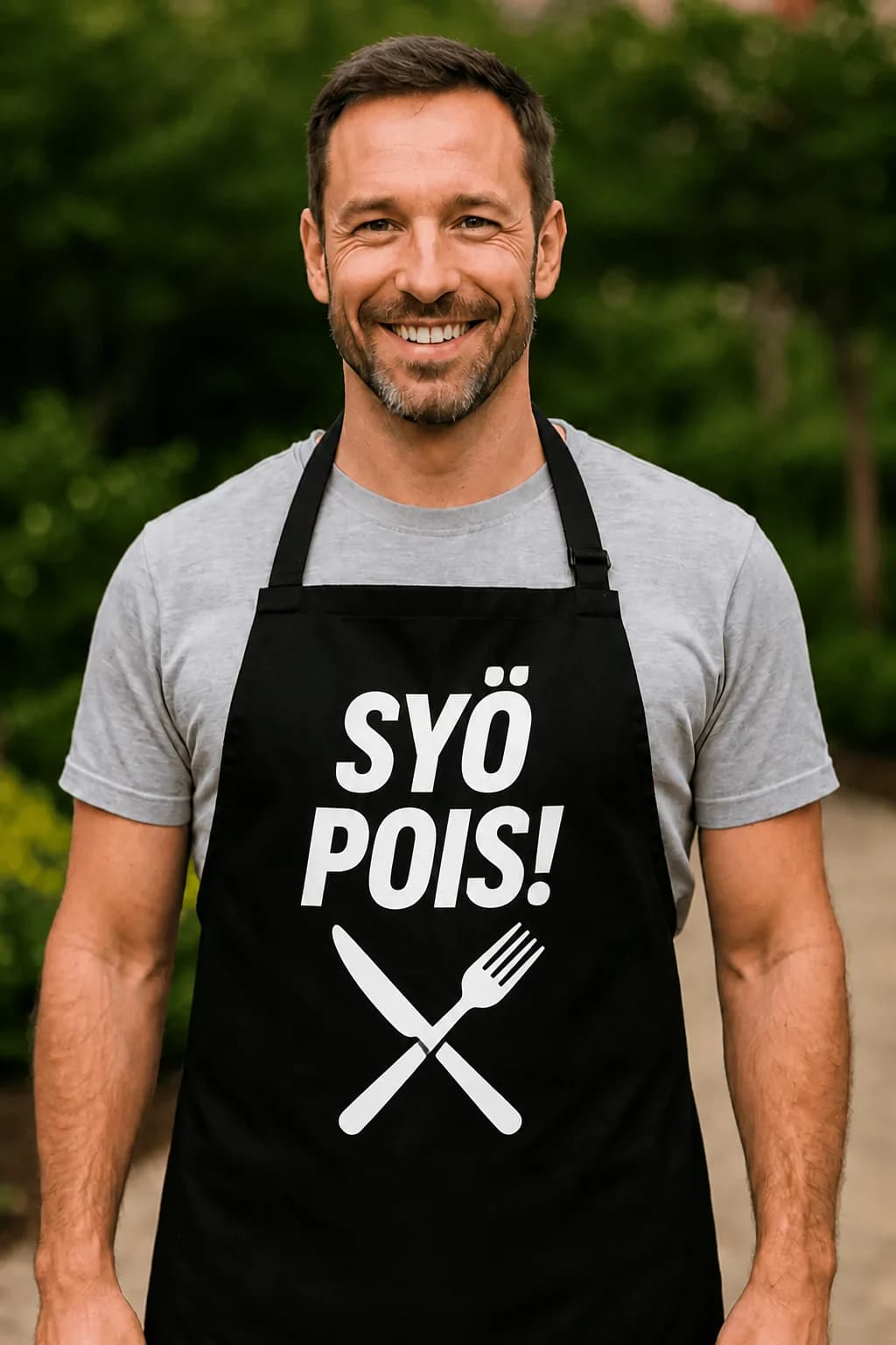 Hauska esiliina ”Syö pois!”