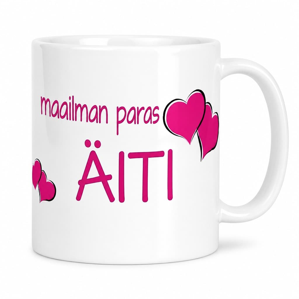 Hauska muki Maailman paras äiti omalla tekstillä