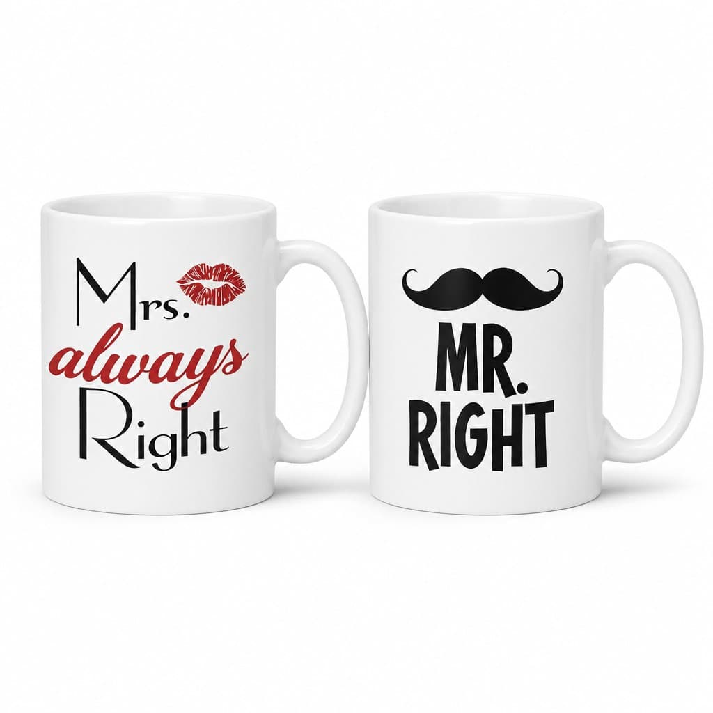 Hauska muki Mr ja Mrs Right – MR. Mrs. always Right RIGHT