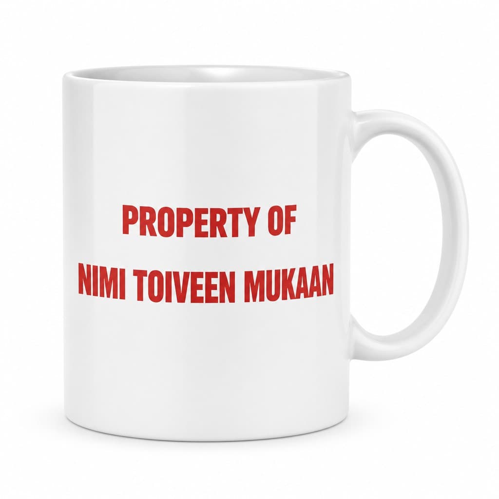 Hauska muki omalla nimellä – PROPERTY OF NIMI TOIVEEN MUKAAN