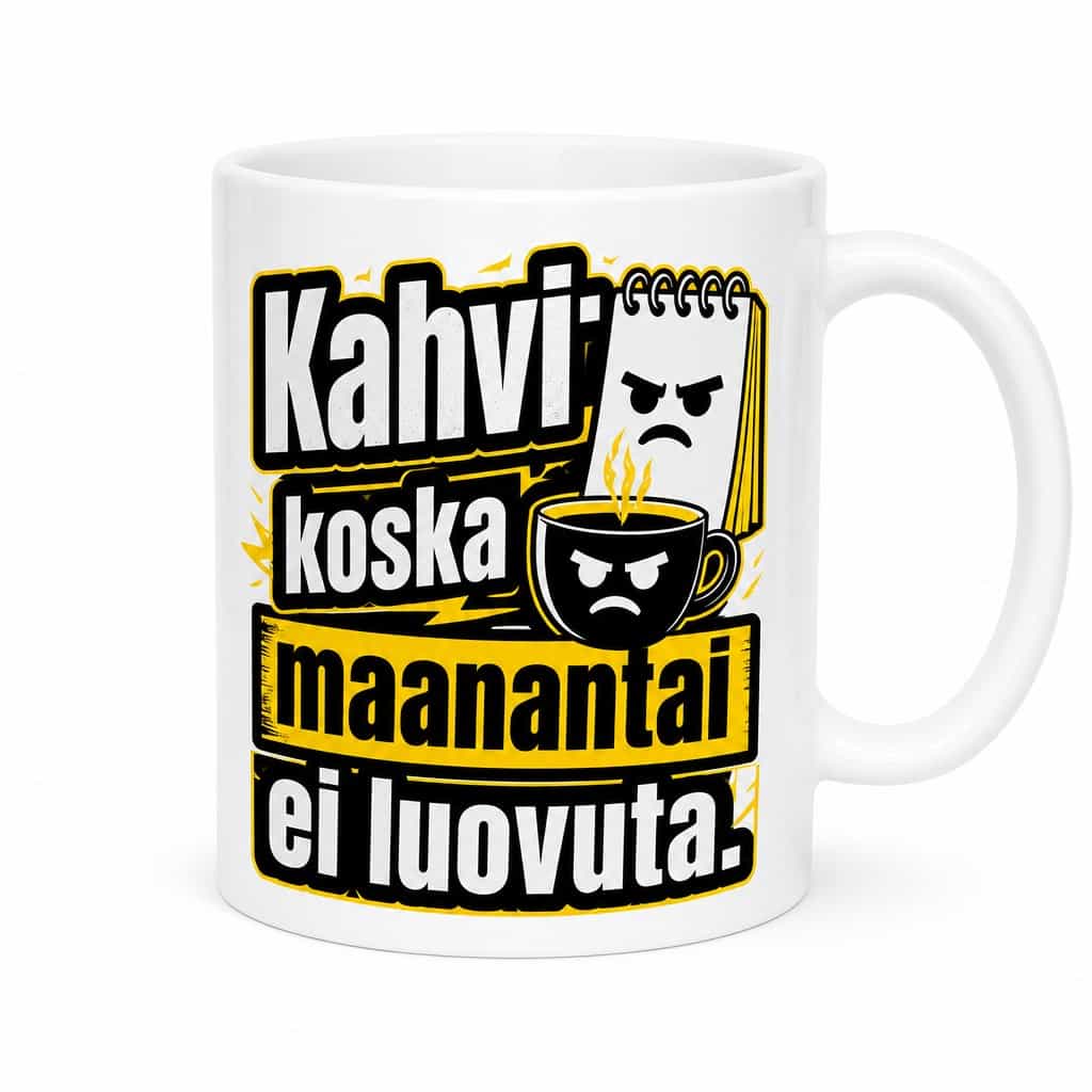 Kahvimuki – Kahvi: koska maanantai ei luovuta.
