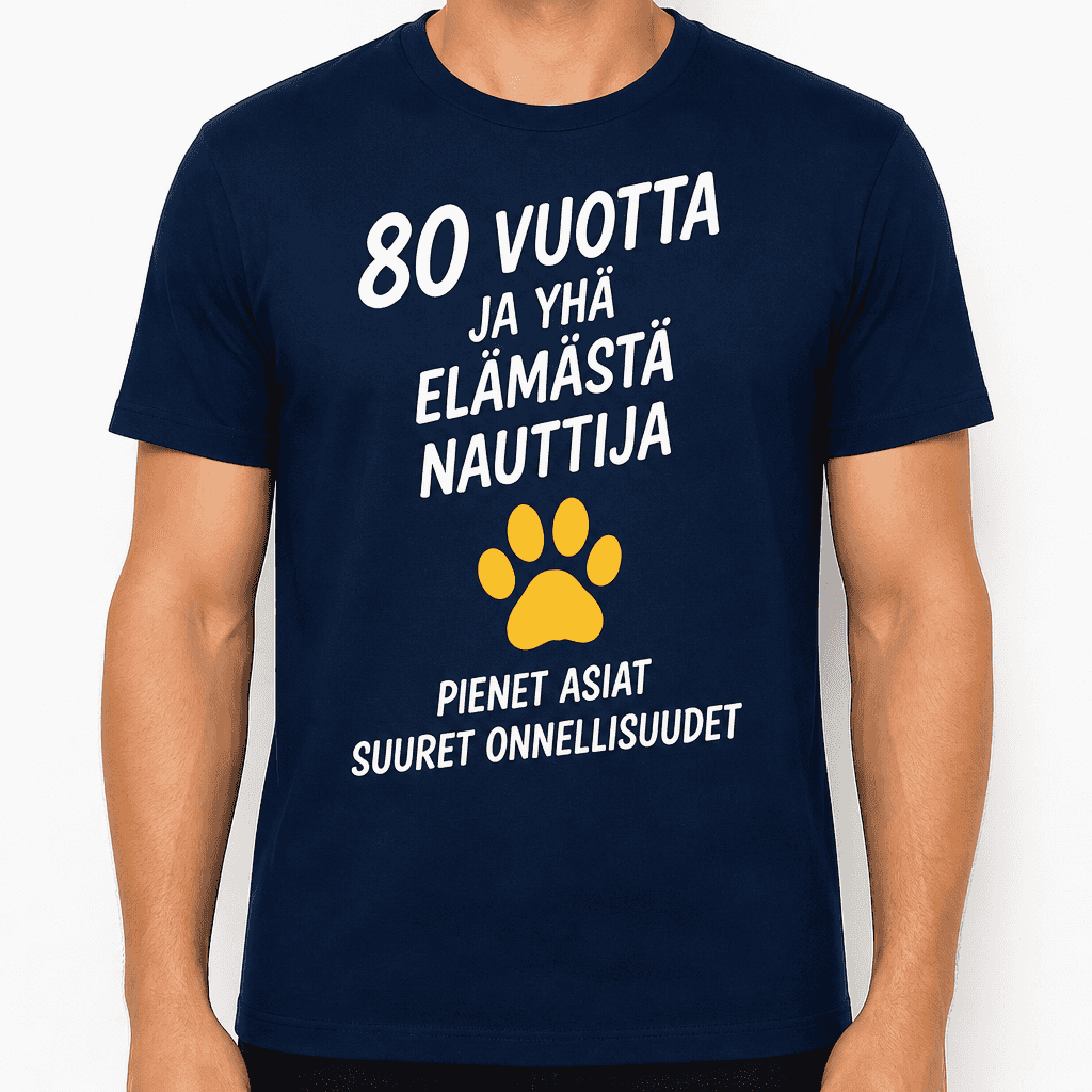 T-paita 80-vuotiaalle â 80 vuotta ja yhĂ€ elĂ€mĂ€stĂ€ nauttija