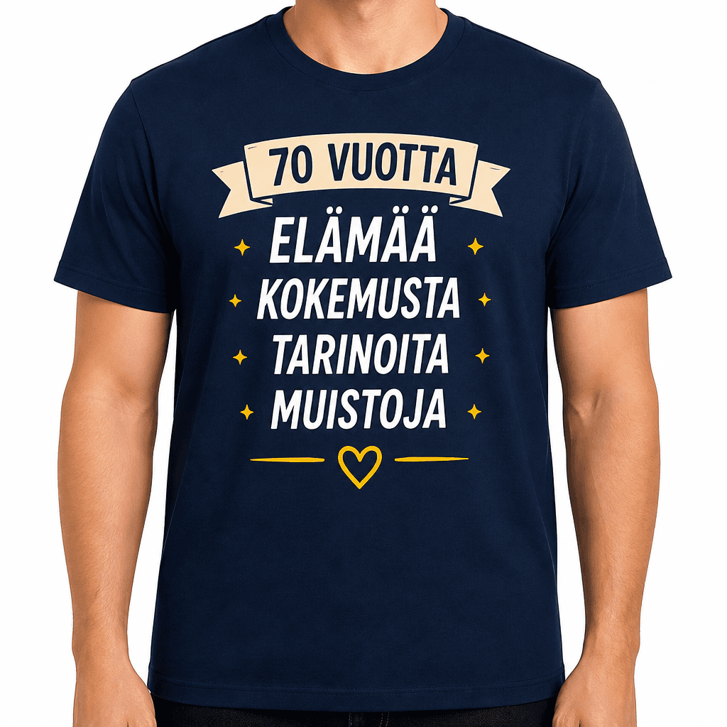 T-paita 70-vuotiaalle – 70 vuotta elämää kokemusta tarinoita muistoja