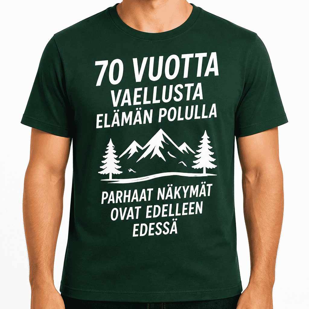 T-paita 70-vuotiaalle â 70 vuotta vaellusta elĂ€mĂ€n polulla parhaat nĂ€kymĂ€t ovat edelleen edessĂ€