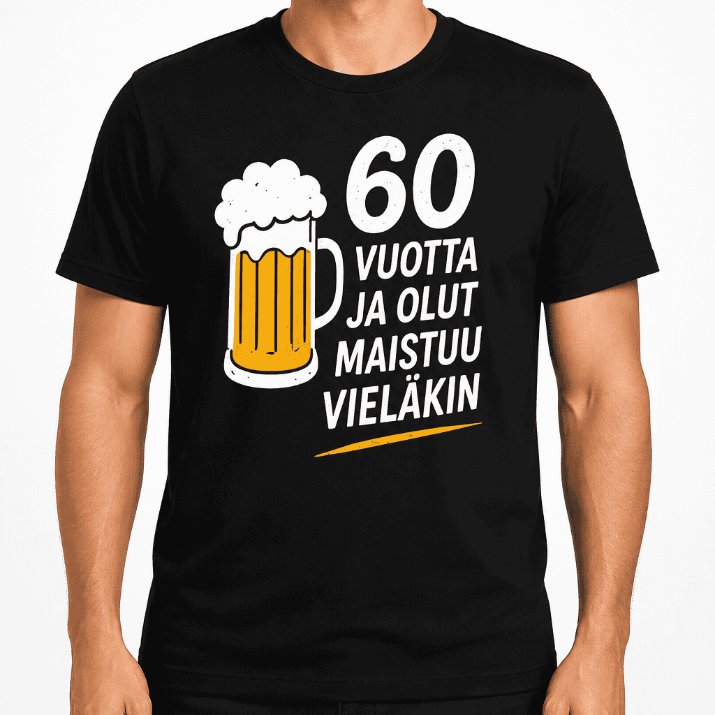 T-paita 60-vuotiaalle â 60 vuotta ja olut maistuu vielĂ€kin