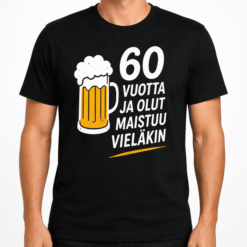 T-paita 60-vuotiaalle – 60 vuotta ja olut maistuu vieläkin