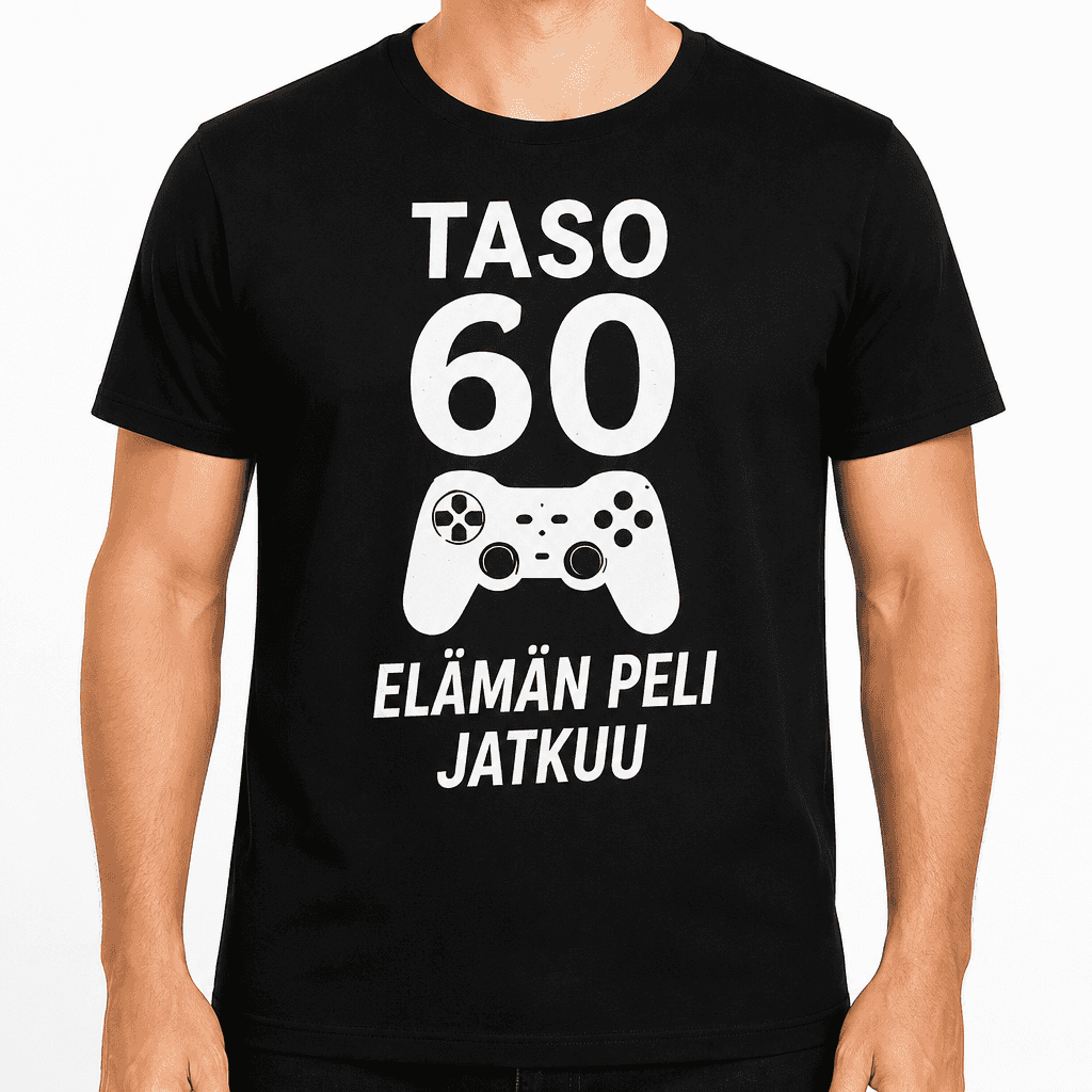 T-paita 60-vuotiaalle â Taso 60 elĂ€mĂ€n peli jatkuu