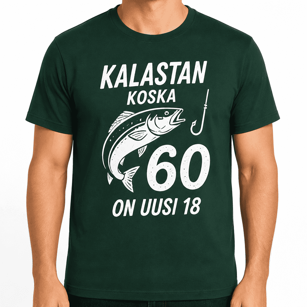 T-paita 60-vuotiaalle â Kalastan koska 60 on uusi 18