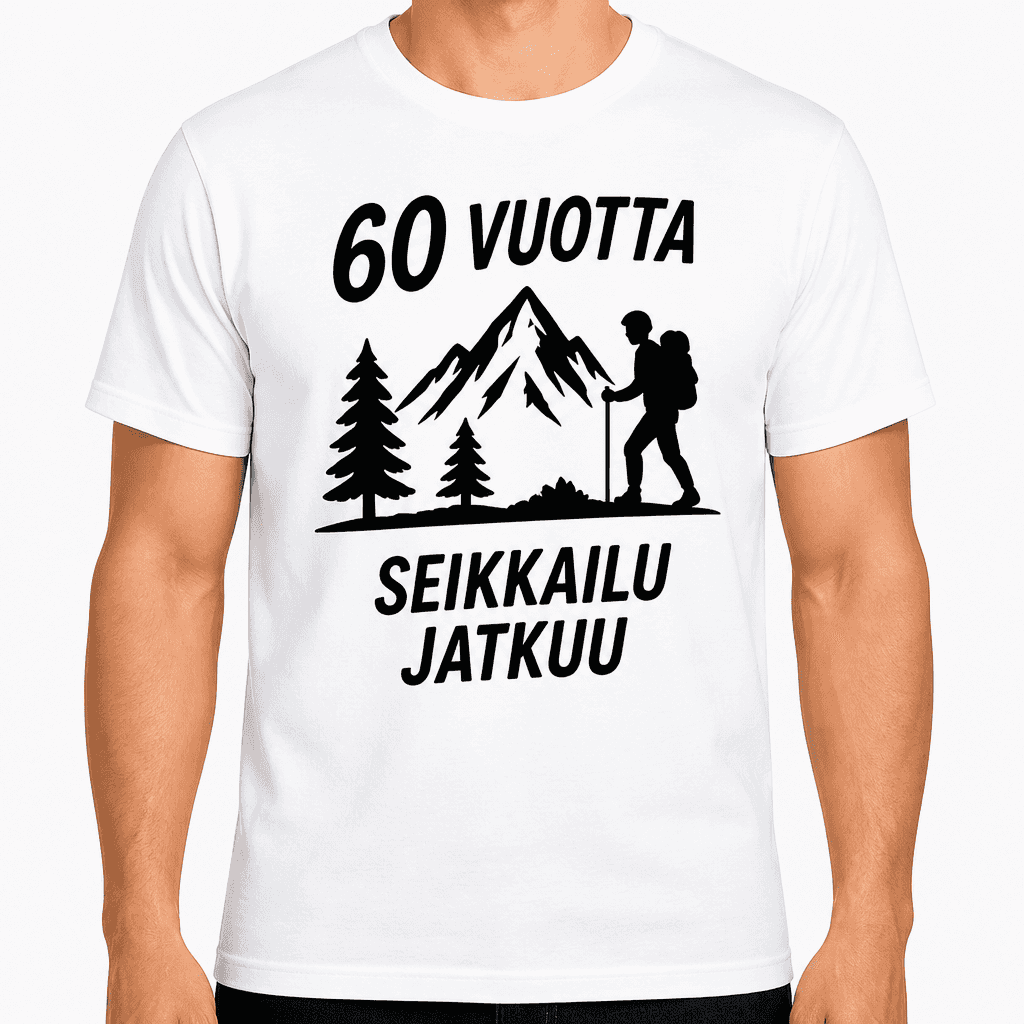 T-paita 60-vuotiaalle â 60 vuotta seikkailu jatkuu