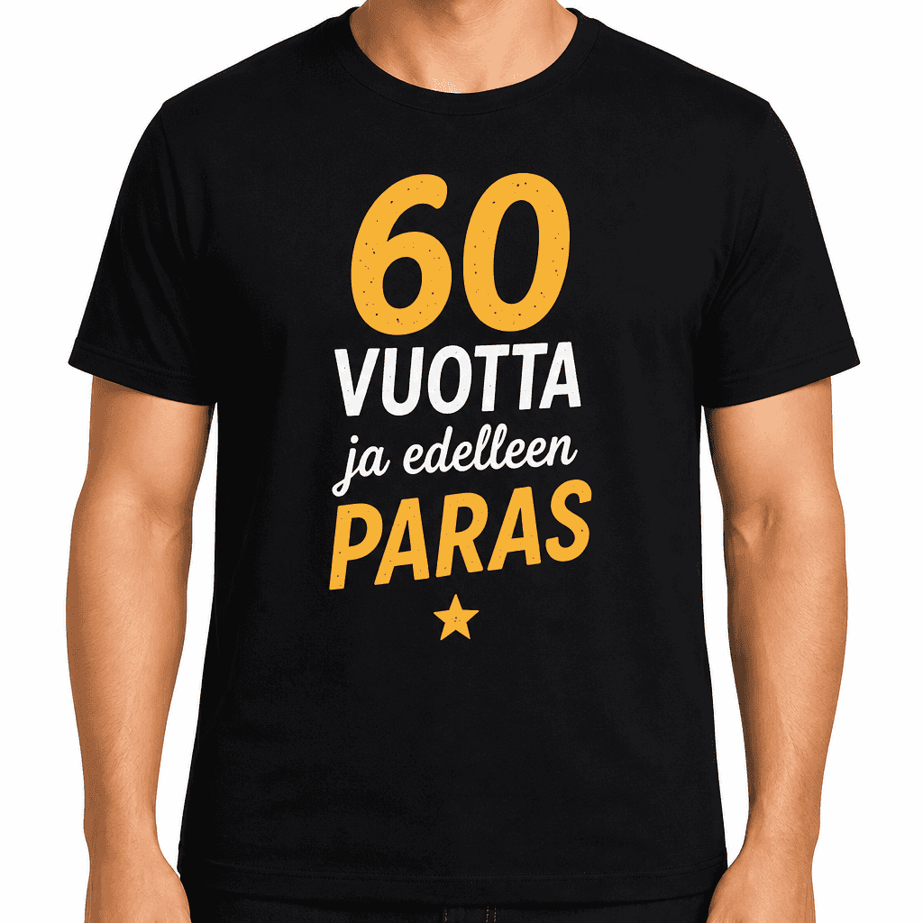 T-paita 60-vuotiaalle â 60 VUOTTA ja edelleen PARAS