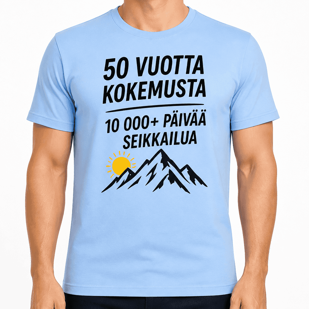 T-paita 50-vuotiaalle – 50 vuotta kokemusta 10 000+ päivää seikkailua