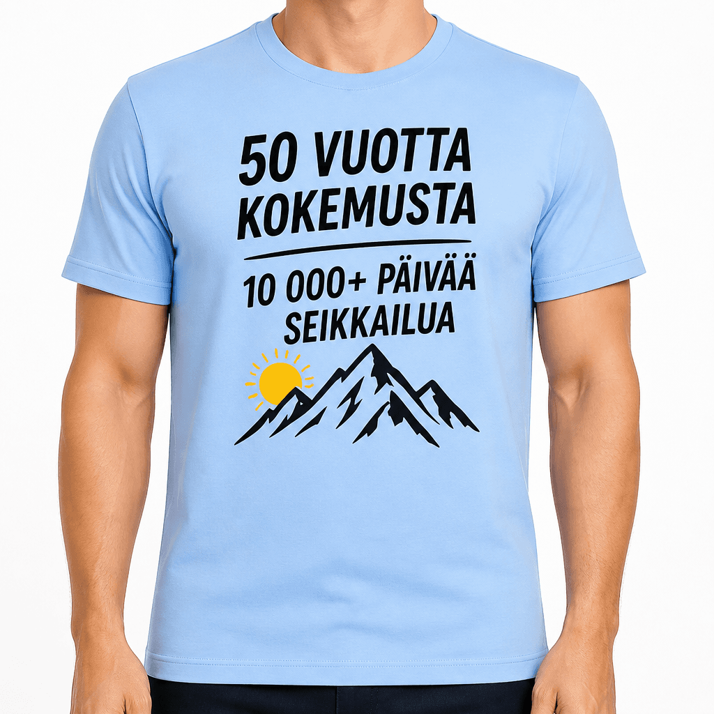 T-paita 50-vuotiaalle – 50 vuotta kokemusta 10 000+ päivää seikkailua