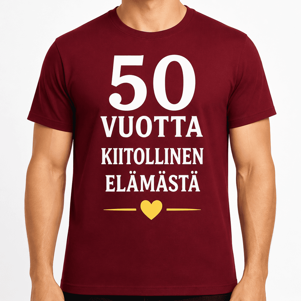 T-paita 50-vuotiaalle – 50 vuotta kiitollinen elämästä
