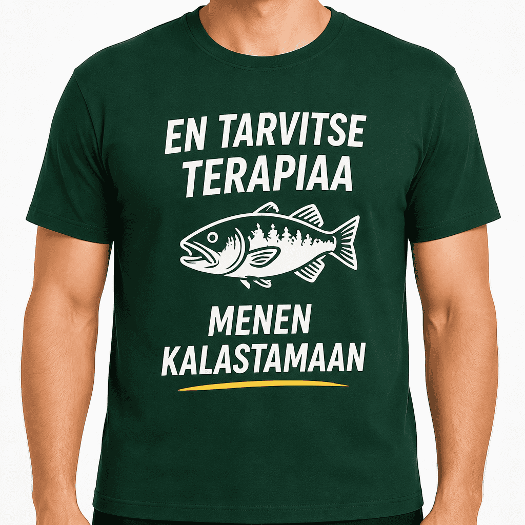 T-paita 50-vuotiaalle – En tarvitse terapiaa menen kalastamaan